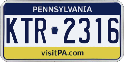 PA license plate KTR2316