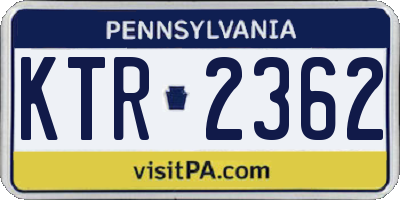 PA license plate KTR2362