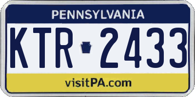 PA license plate KTR2433