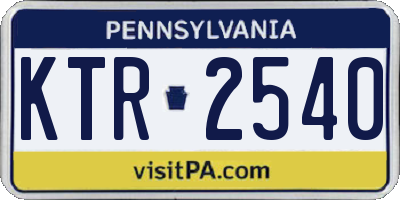 PA license plate KTR2540
