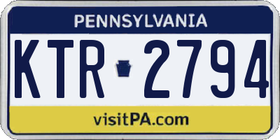 PA license plate KTR2794