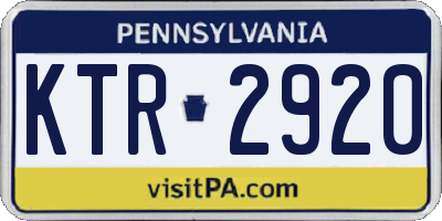 PA license plate KTR2920