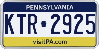 PA license plate KTR2925