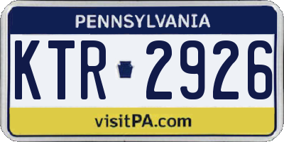 PA license plate KTR2926
