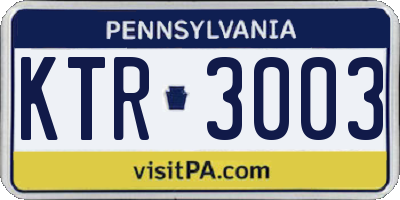 PA license plate KTR3003