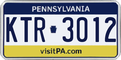 PA license plate KTR3012
