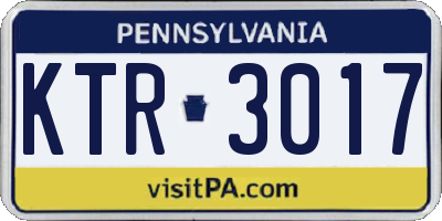PA license plate KTR3017