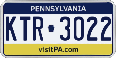PA license plate KTR3022