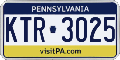 PA license plate KTR3025
