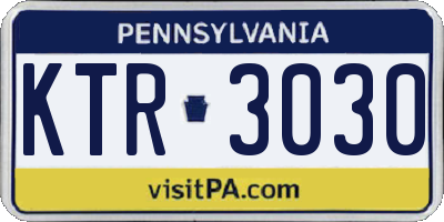 PA license plate KTR3030