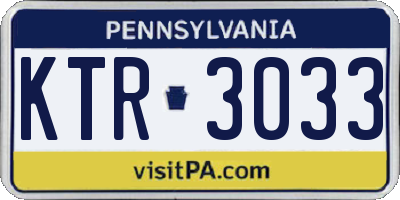 PA license plate KTR3033