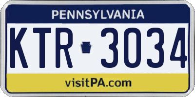 PA license plate KTR3034