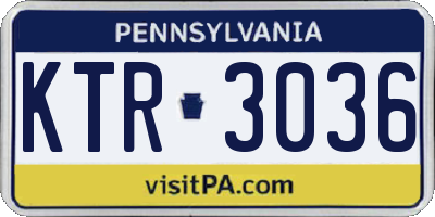 PA license plate KTR3036