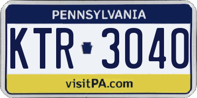 PA license plate KTR3040
