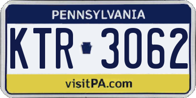 PA license plate KTR3062