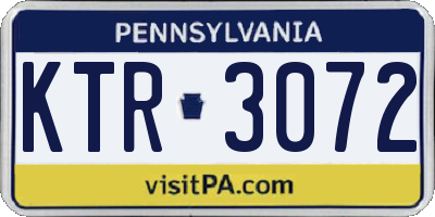 PA license plate KTR3072