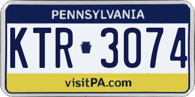 PA license plate KTR3074