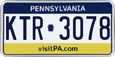 PA license plate KTR3078