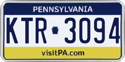 PA license plate KTR3094