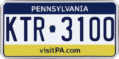 PA license plate KTR3100