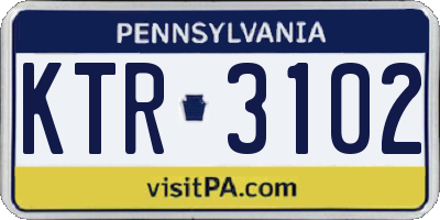 PA license plate KTR3102