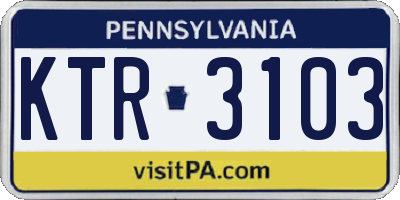 PA license plate KTR3103