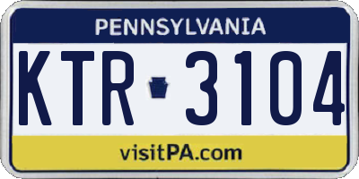 PA license plate KTR3104