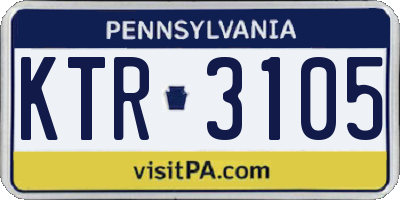 PA license plate KTR3105