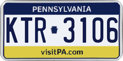 PA license plate KTR3106