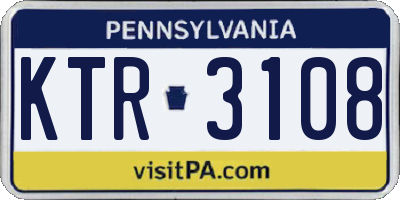 PA license plate KTR3108