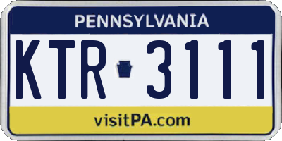 PA license plate KTR3111