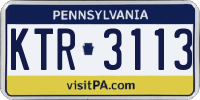 PA license plate KTR3113