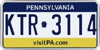 PA license plate KTR3114