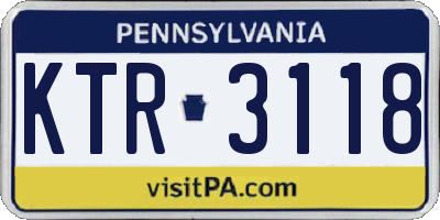 PA license plate KTR3118