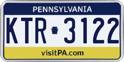 PA license plate KTR3122