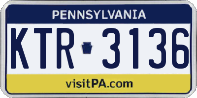 PA license plate KTR3136