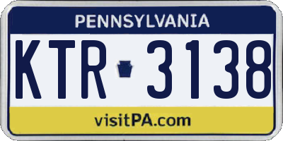 PA license plate KTR3138