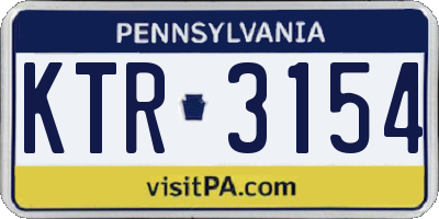 PA license plate KTR3154