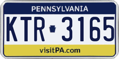 PA license plate KTR3165