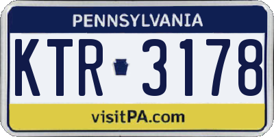 PA license plate KTR3178