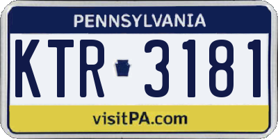 PA license plate KTR3181