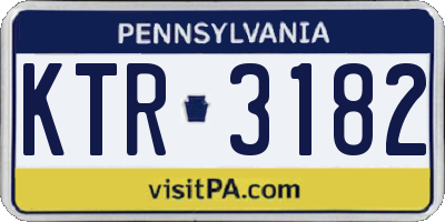 PA license plate KTR3182