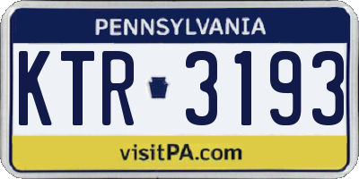 PA license plate KTR3193
