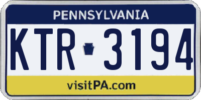 PA license plate KTR3194