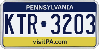 PA license plate KTR3203