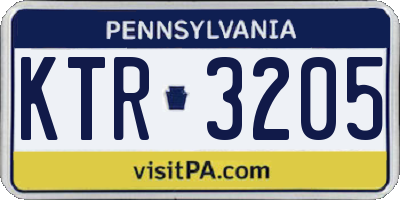 PA license plate KTR3205