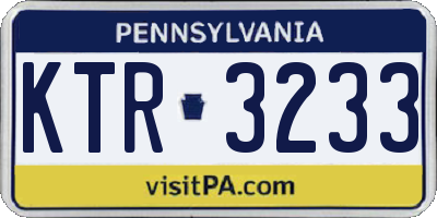 PA license plate KTR3233