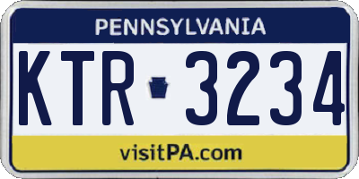 PA license plate KTR3234