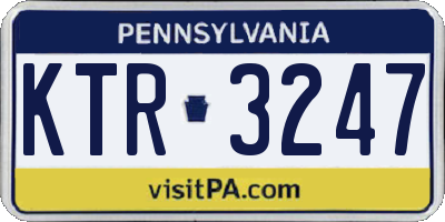 PA license plate KTR3247