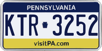 PA license plate KTR3252